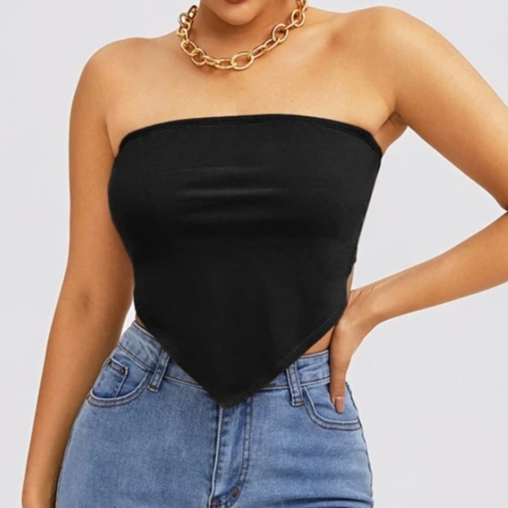 Shein, Solid Black Bandana Tube Top